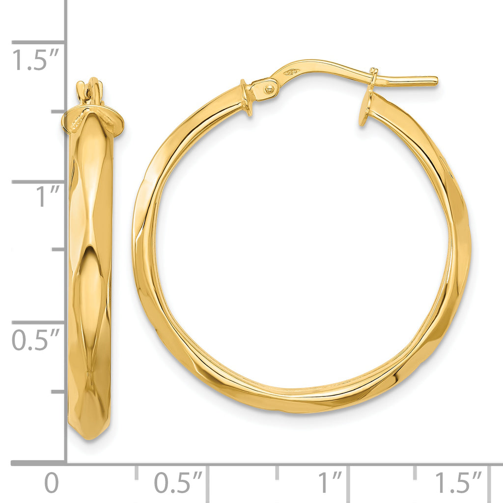 14K Polished Round Hoop Earrings
