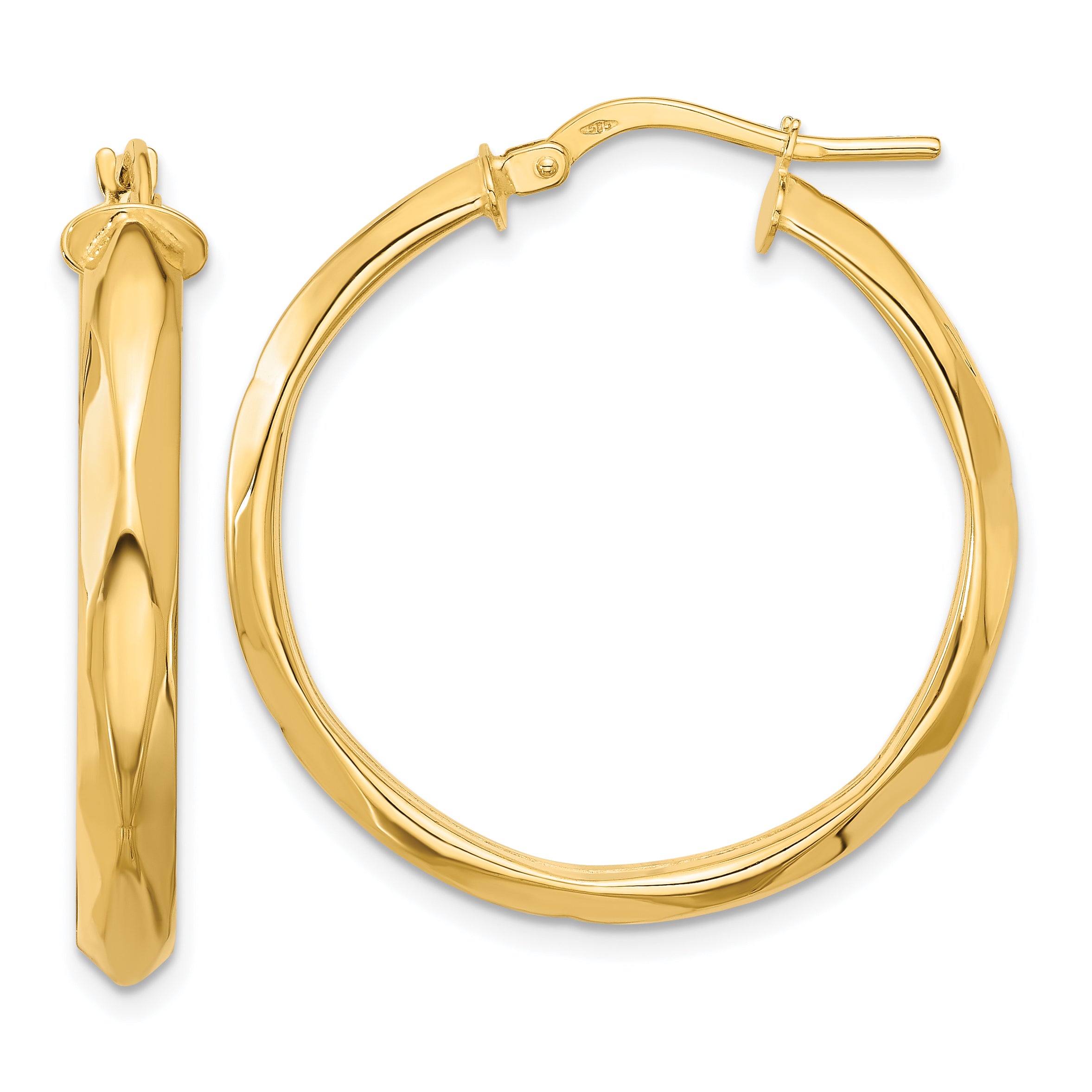14K Polished Round Hoop Earrings Main image