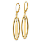 14K Polished and Textured Dangle Leverback Earrings