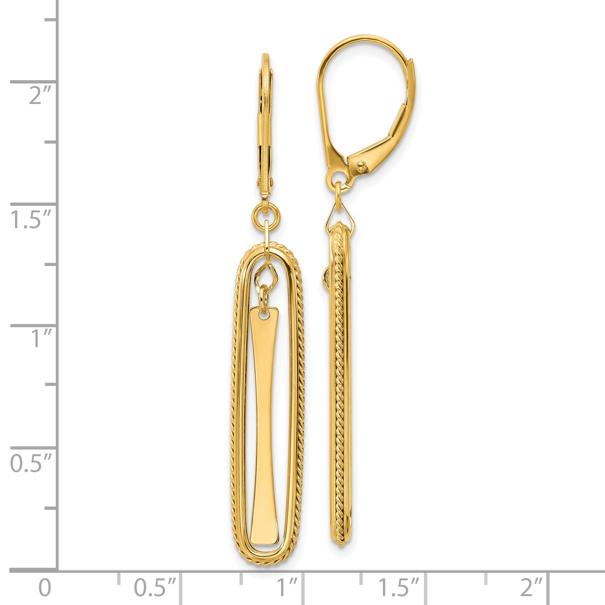 14K Polished Dangle Leverback Earrings
