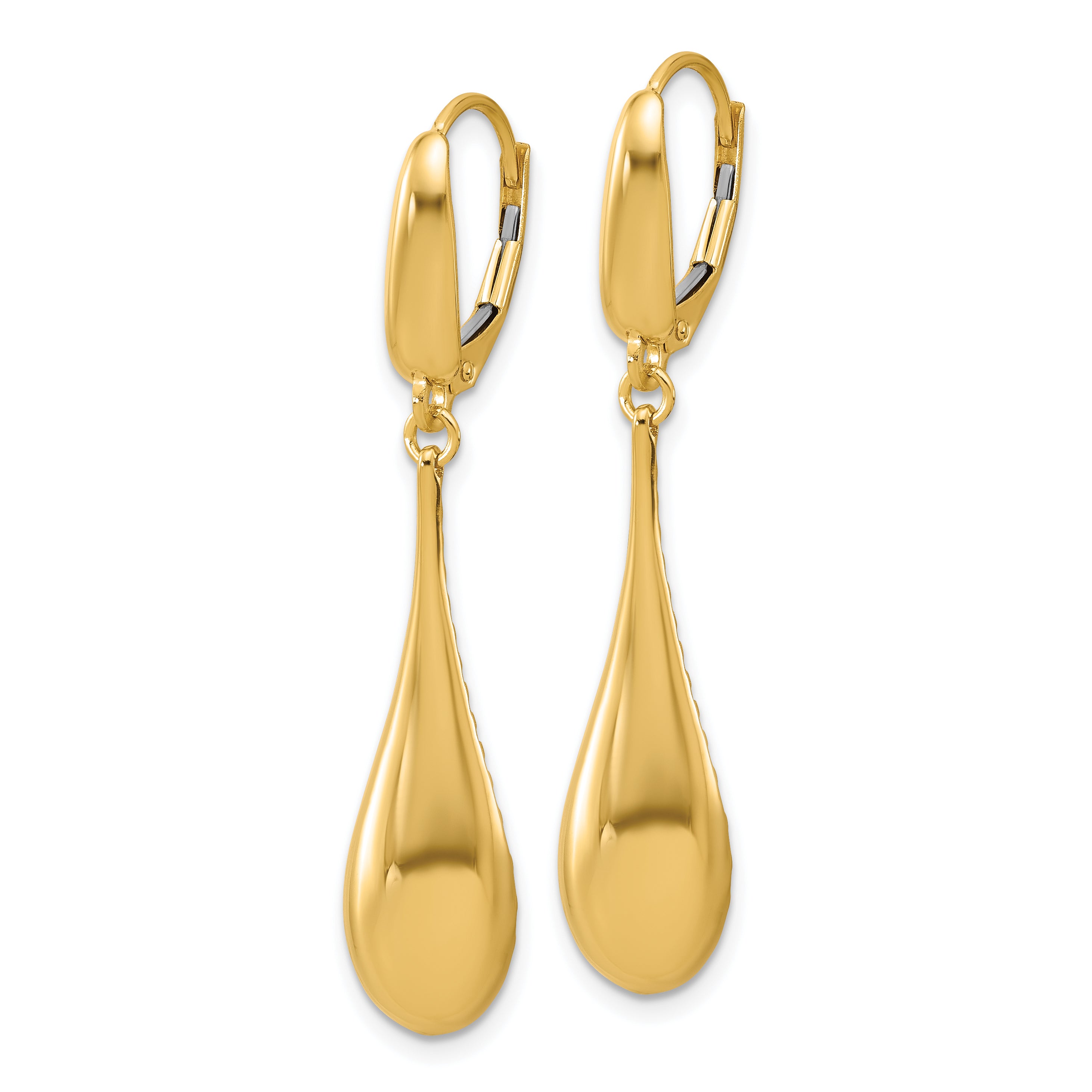 14K Polished Teardrop Dangle Leverback Earrings Secondary image