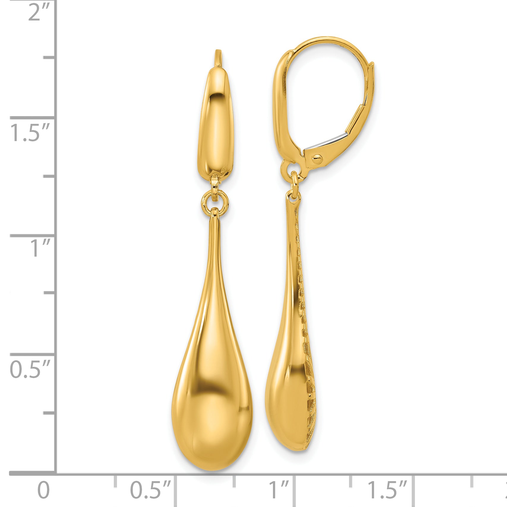 14K Polished Teardrop Dangle Leverback Earrings