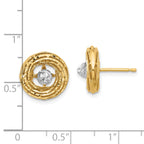 14K Two-tone Polished/Textured/Dia-cut Post Earrings