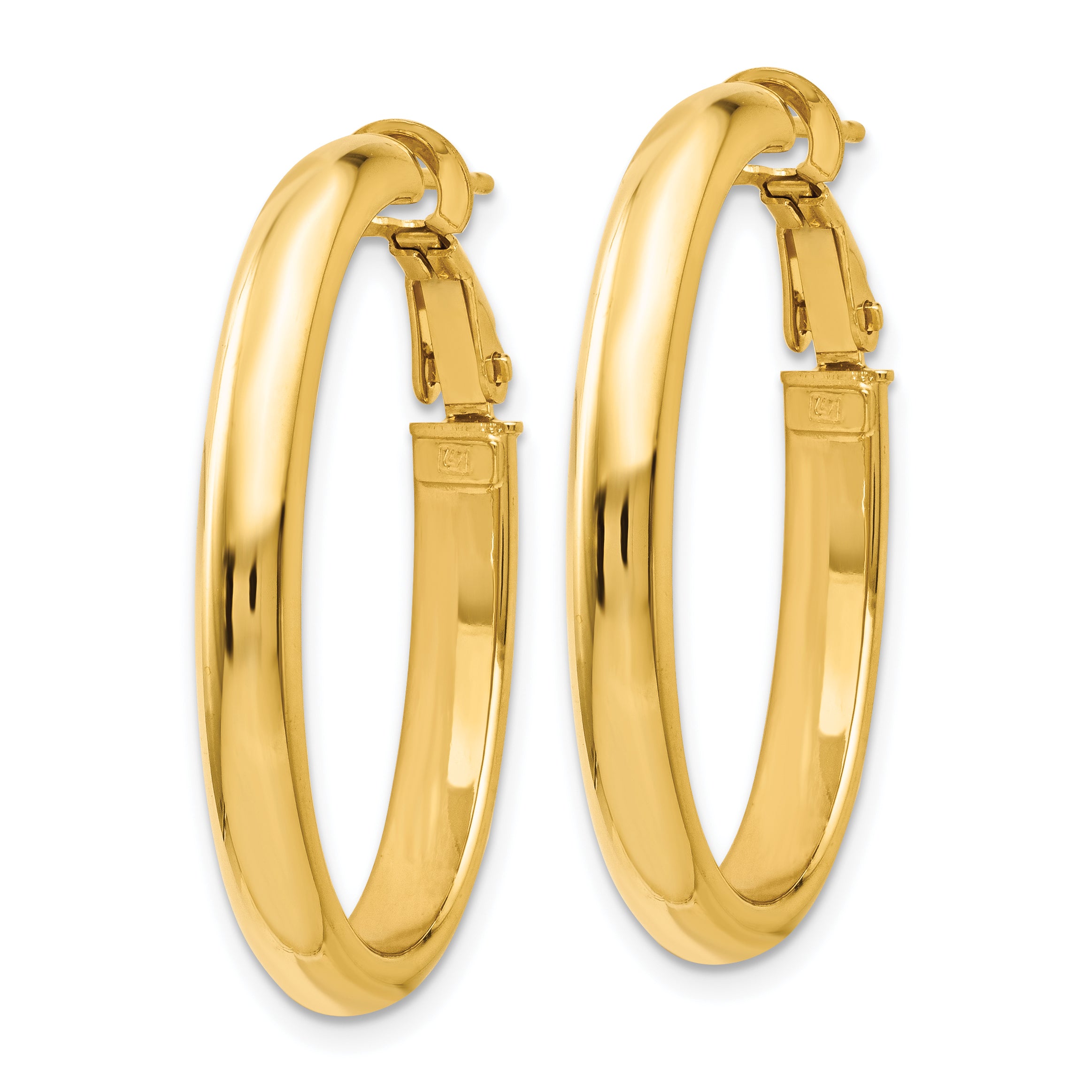 14K Polished Oval Hoop Earrings