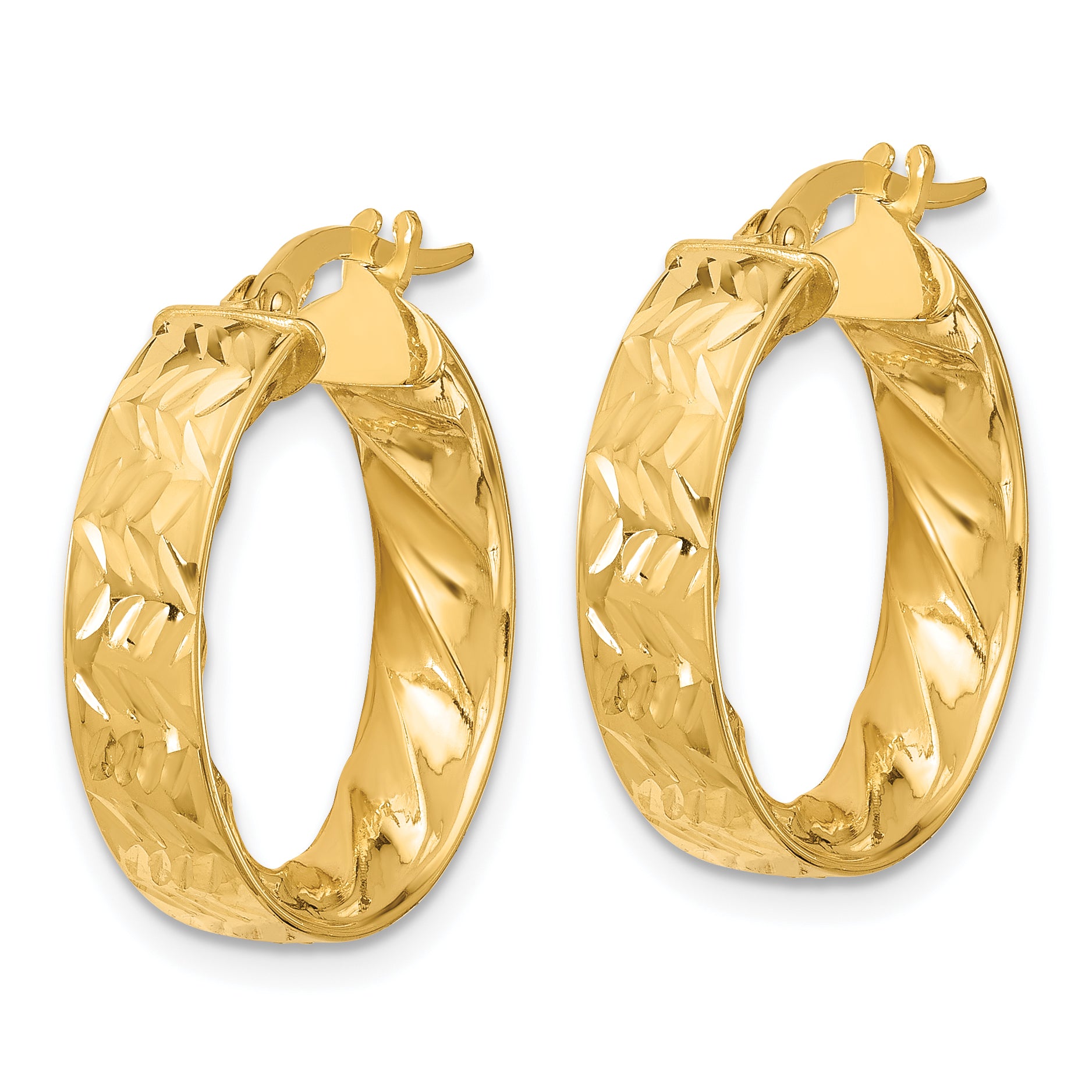 14k Polished and D/C Hoop Earrings Secondary image