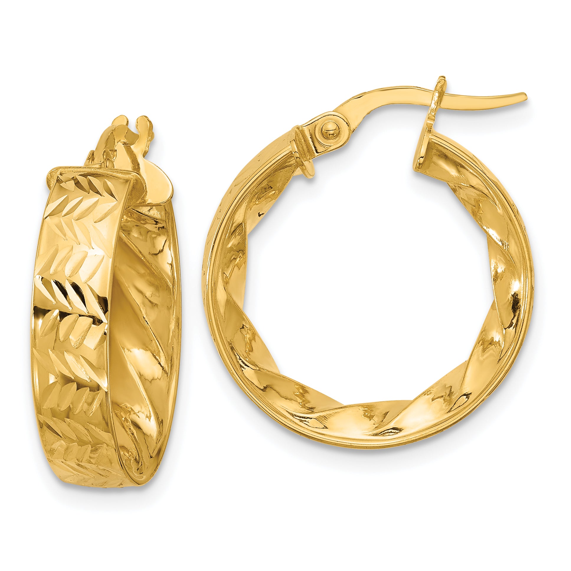 14k Polished and D/C Hoop Earrings Main image