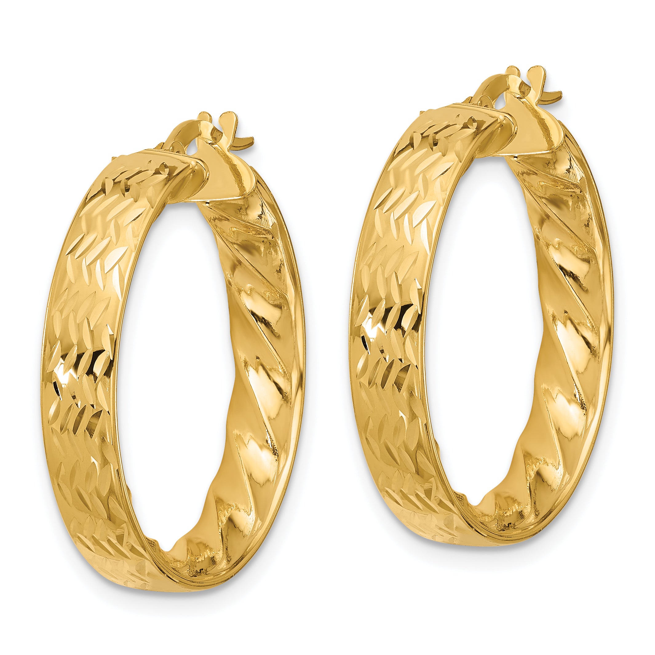 14k Polished and D/C Hoop Earrings Secondary image