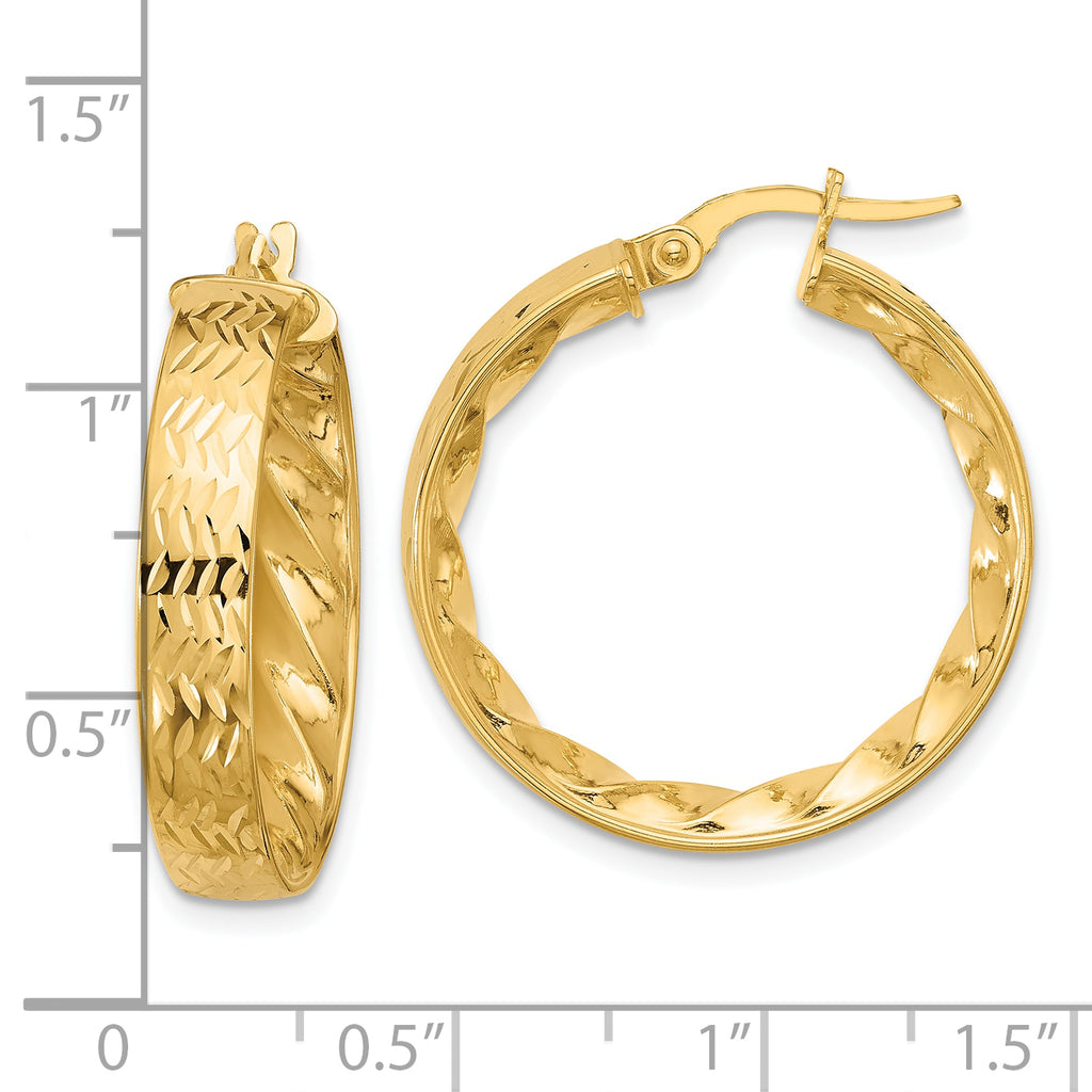 14k Polished and D/C Hoop Earrings