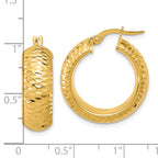 14k Polished and D/C Half Round Circle Hoop Earrings
