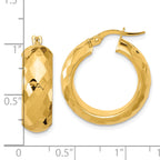 14k Polished and D/C Half Round Circle Hoop Earrings