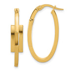 14k Polished Oval Square Tube Hoop Earrings
