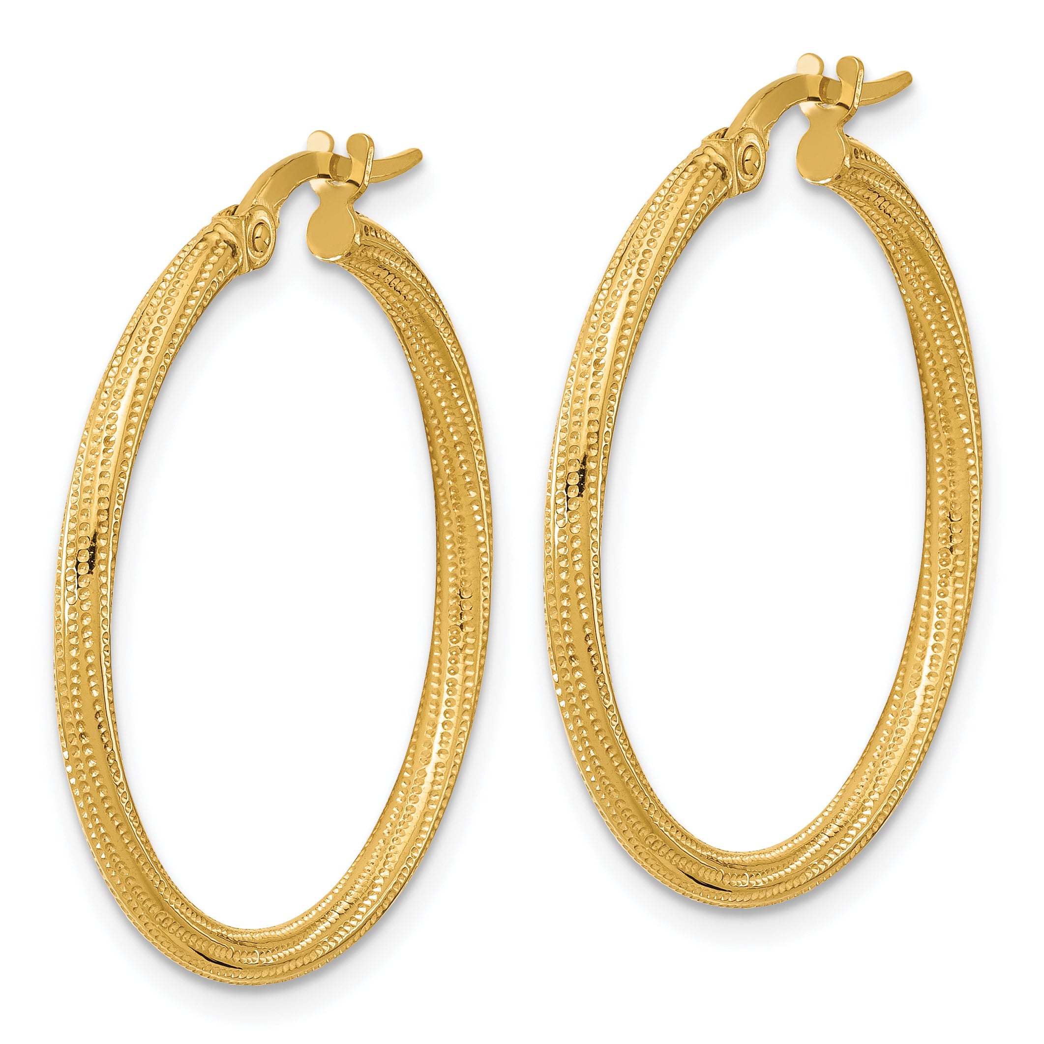 14k Polished and Textured Twisted Tube Hoop Earrings Secondary image