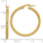 14k Polished and Textured Twisted Tube Hoop Earrings