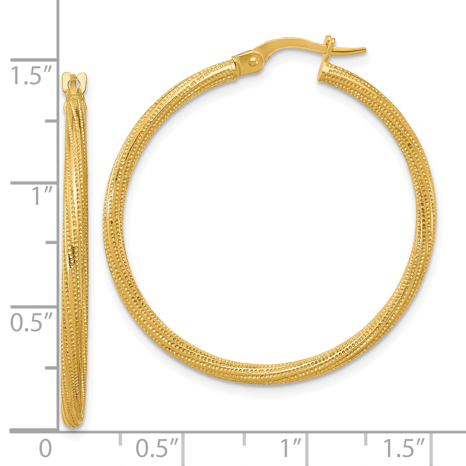 14k Polished and Textured Twisted Tube Hoop Earrings