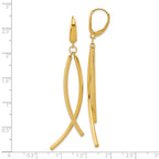 14k Polished and Textured Tube Dangle Leverback Earrings