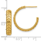 14K Polished Design J-Hoop Patterned Earrings