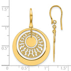 14K Polished and Diamond-cut Circles Dangle Earrings