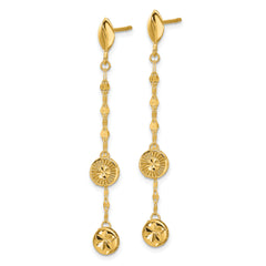 14K Polished and Diamond-cut Disc Dangle Post Earrings