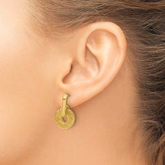 14K Polished and Diamond-cut Dangle Post Earrings