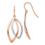 14K Two-tone White/Rose Polish/Textured Wire Dangle Earrings