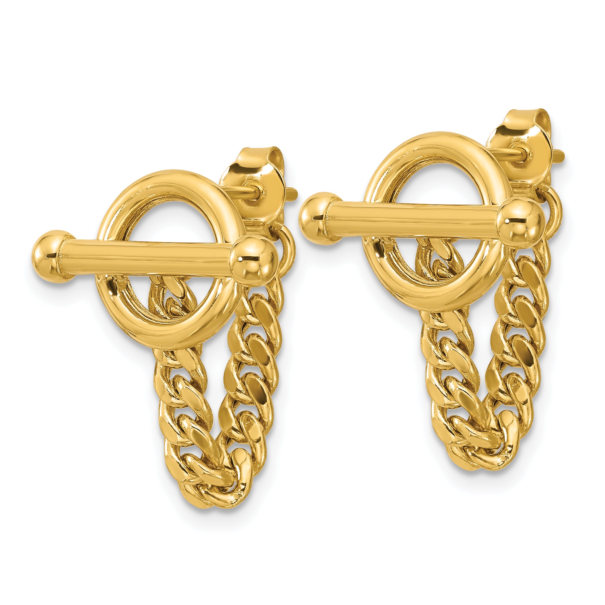 14K Polished Toggle Chain Post Earrings