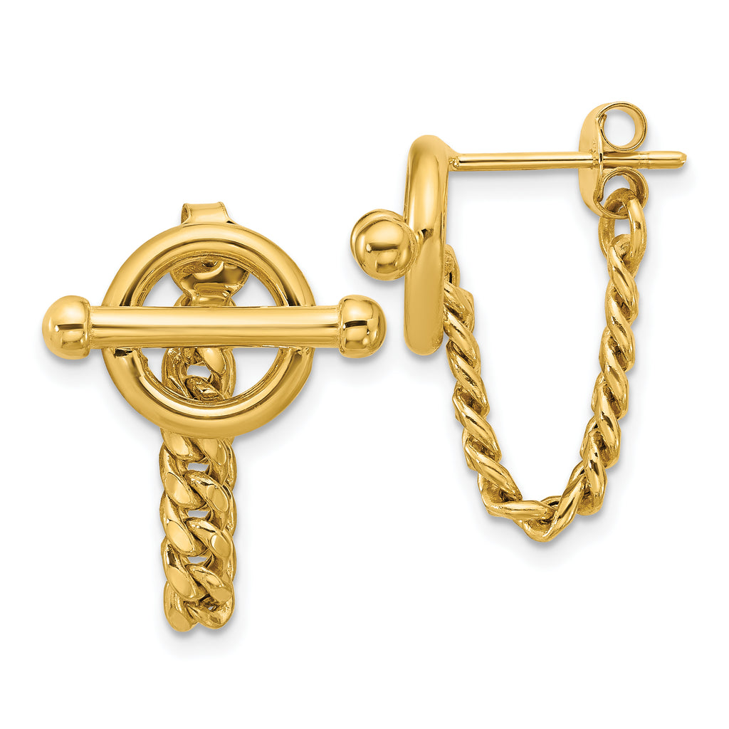 14K Polished Toggle Chain Post Earrings