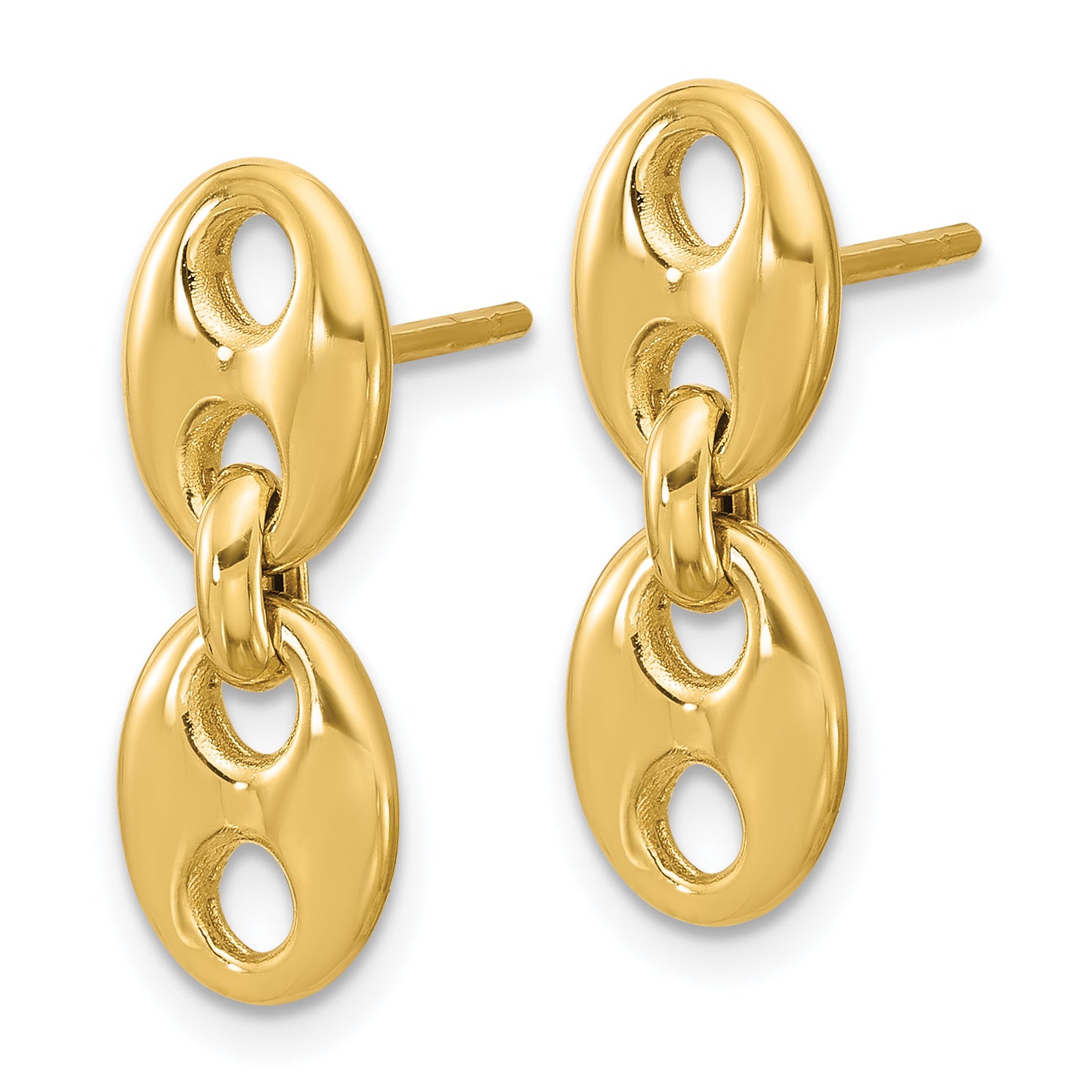 14K Polished Hollow Dangle post Earrings Secondary image