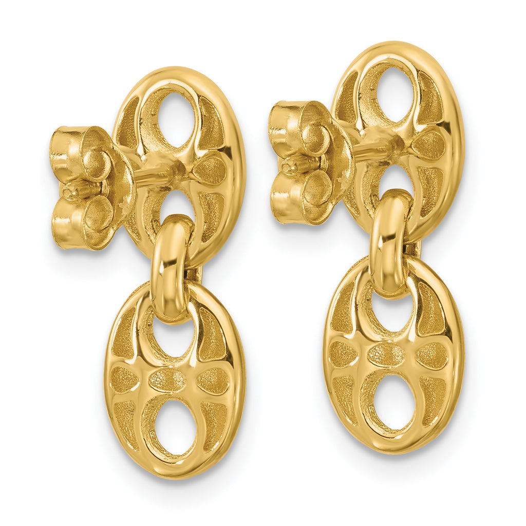 14K Polished Hollow Dangle post Earrings