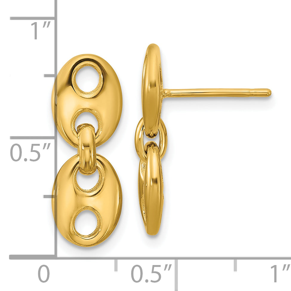14K Polished Hollow Dangle post Earrings