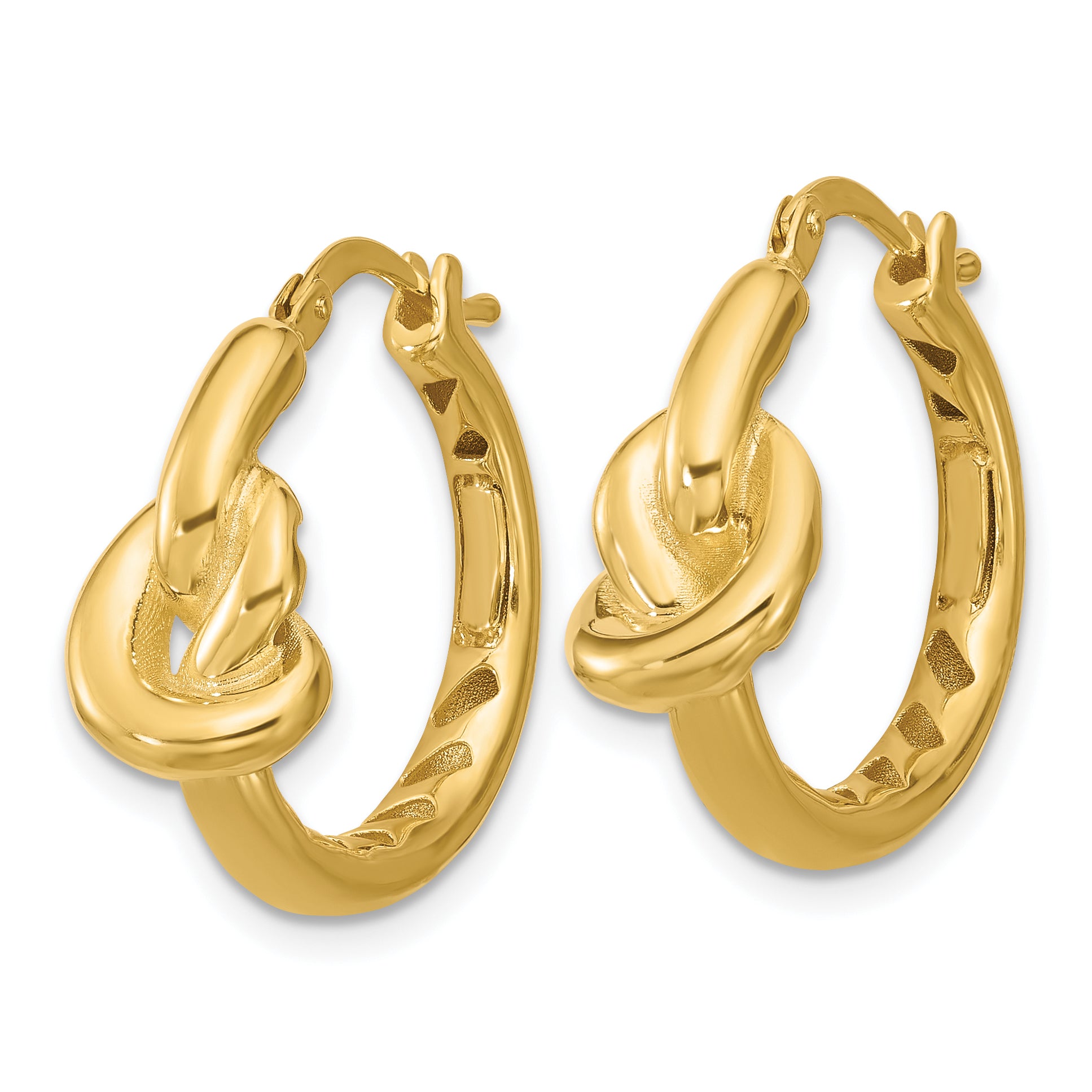 14K Polished Hollow Knot Round Hoop Earrings