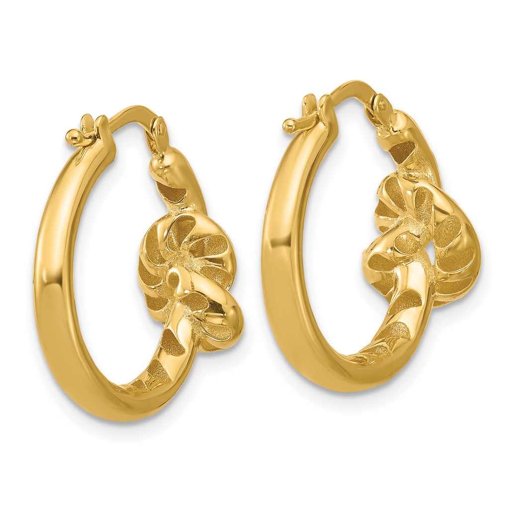 14K Polished Hollow Knot Round Hoop Earrings