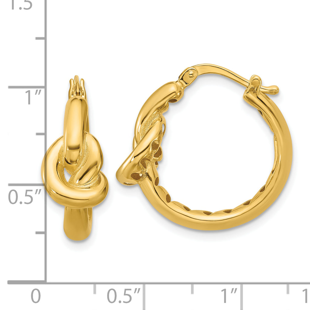 14K Polished Hollow Knot Round Hoop Earrings