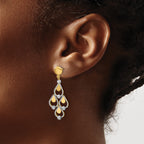 14K TT Polished / Dia-cut Chandelier Dangle Post Earrings
