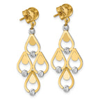 14K TT Polished / Dia-cut Chandelier Dangle Post Earrings