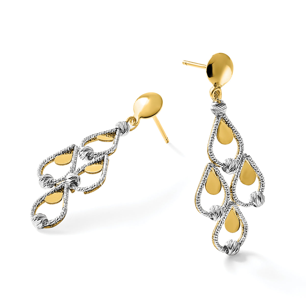 Tt Stud Dangle Chandelier Earrings in 14K Two-Tone Gold, 14.9mm - Sophia Jewelers