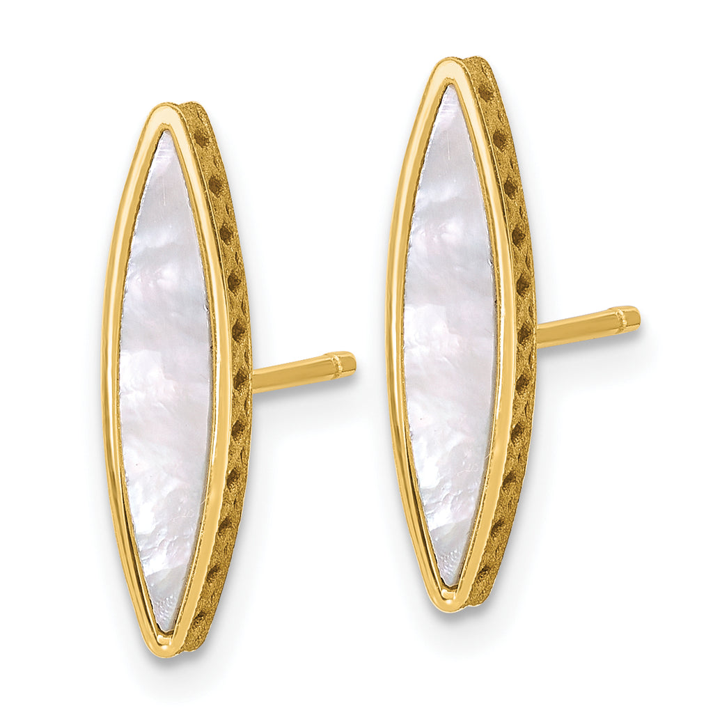 14K Polished Mother of Pearl Post Earrings