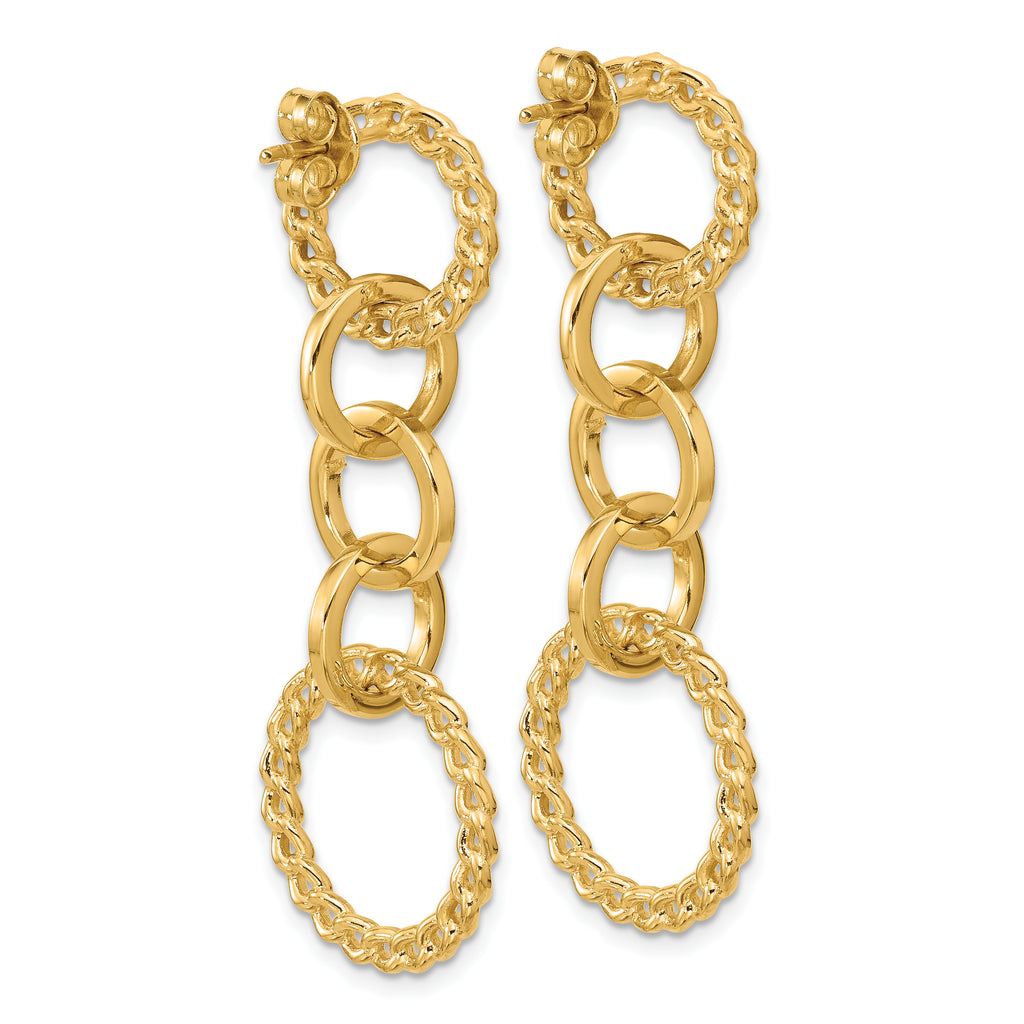 14K Polished Fancy Circle Link Dangle Post Earrings