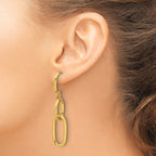 14K Polished Oval Link Dangle Post Earrings