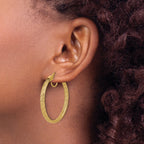 14K Polished Mesh Round Hoop Earrings