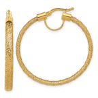 14K Polished Mesh Round Hoop Earrings