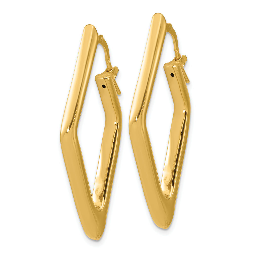 14K Polished Hollow Diamond Shape Hoop Earrings