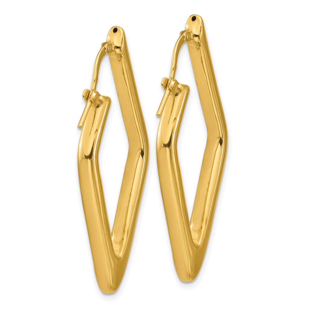 14K Polished Hollow Diamond Shape Hoop Earrings