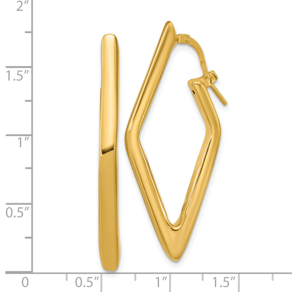 14K Polished Hollow Diamond Shape Hoop Earrings