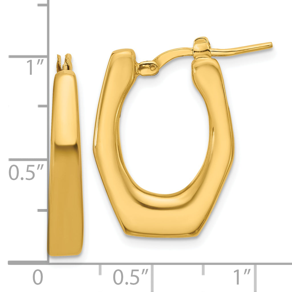 14K Polished Hollow Fancy Hoop Earrings