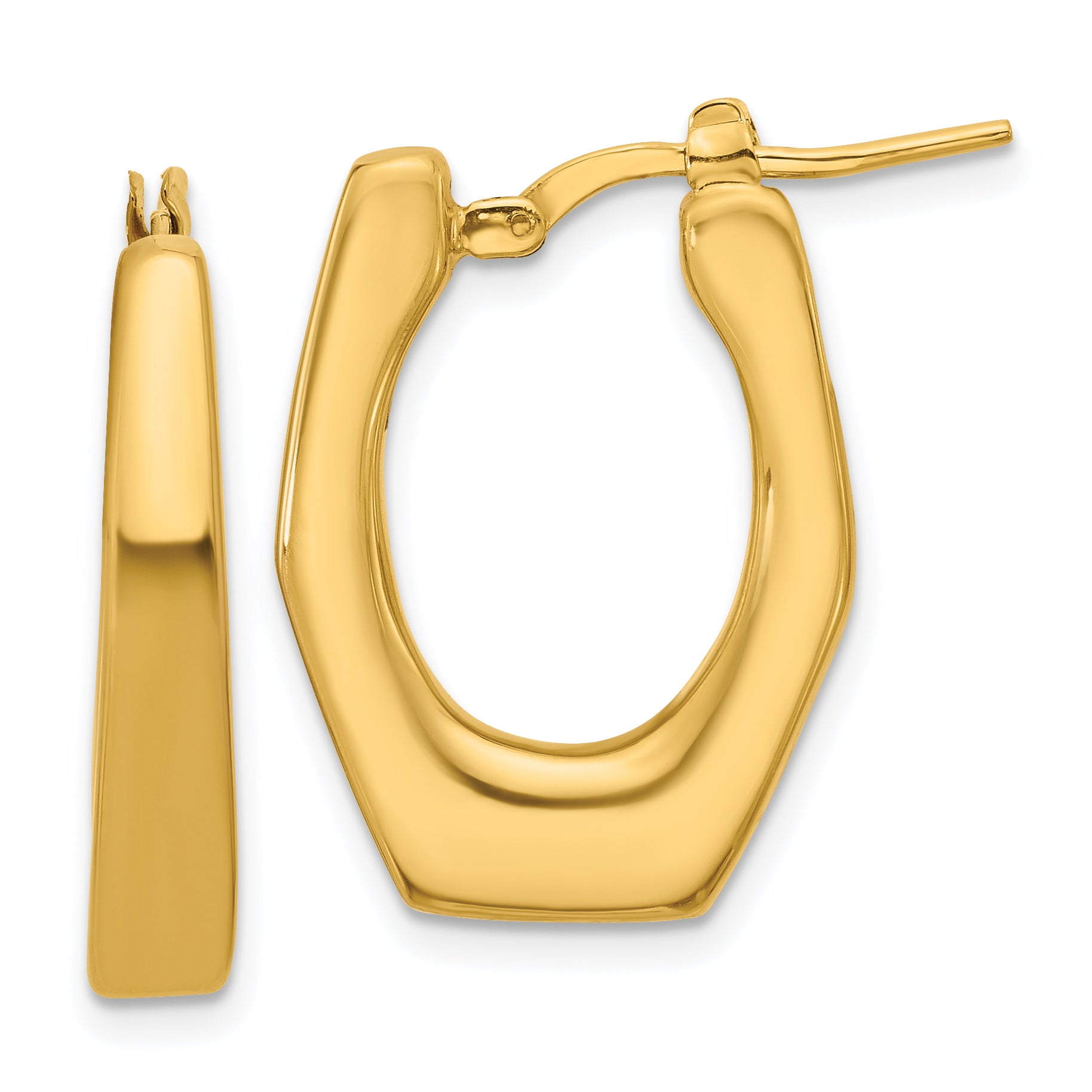 14K Polished Hollow Fancy Hoop Earrings