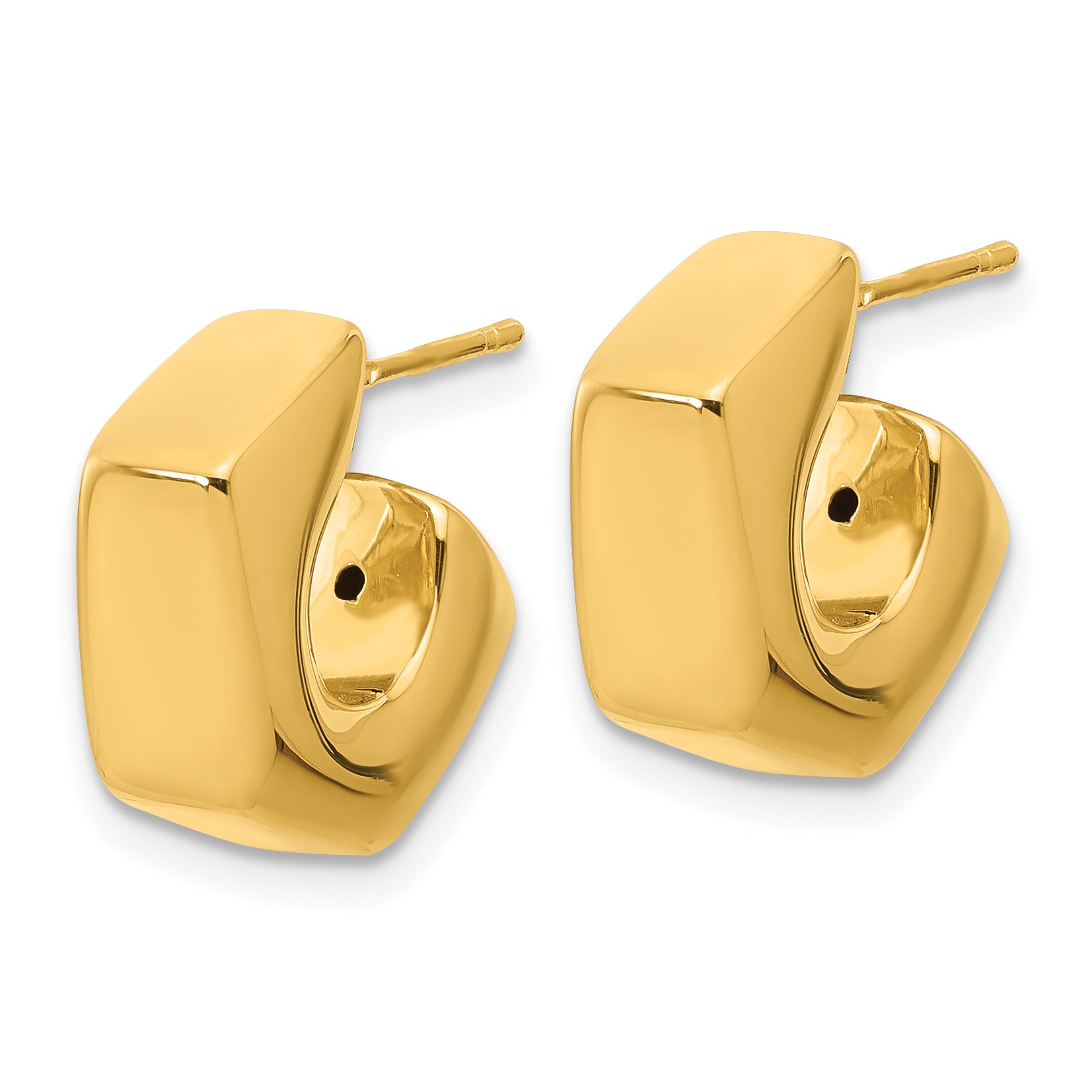 14K Polished Hollow J-Hoop Post Earrings Secondary image