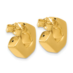 14K Polished Hollow J-Hoop Post Earrings