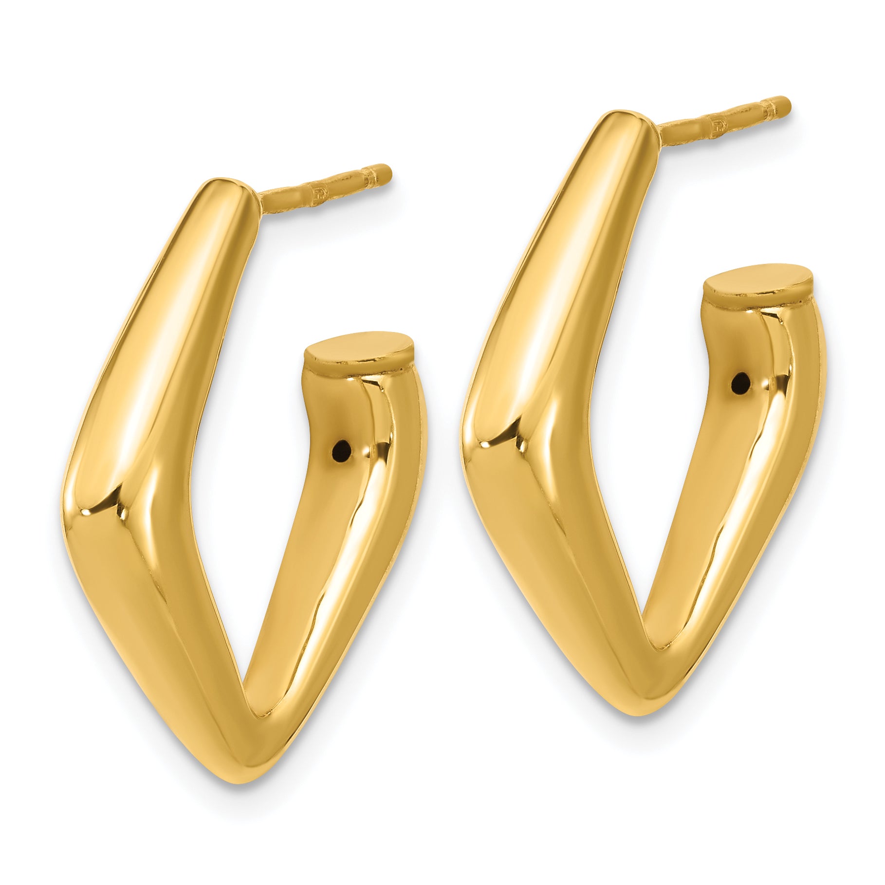 14K Polished Hollow J-Hoop Post Earrings Secondary image