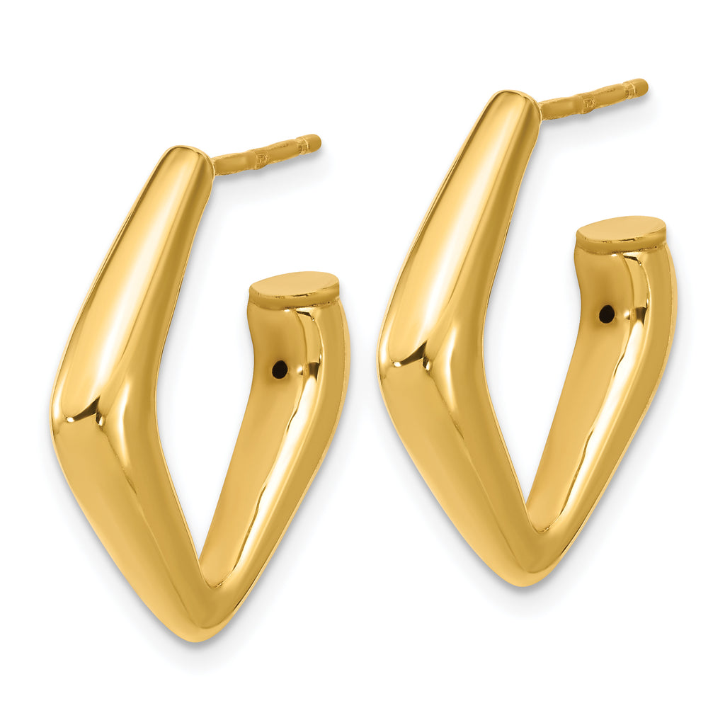 14K Polished Hollow J-Hoop Post Earrings