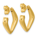 14K Polished Hollow J-Hoop Post Earrings